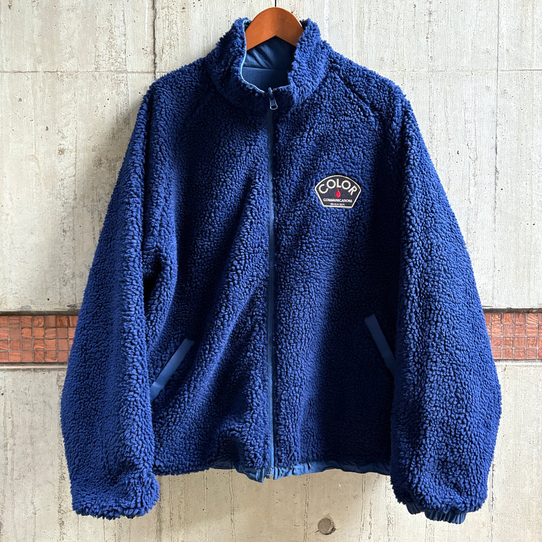 [COLOR COMMUNICATIONS] JACKET / DRIP EMB NYLON BOA REVERSIBLE - NAVY