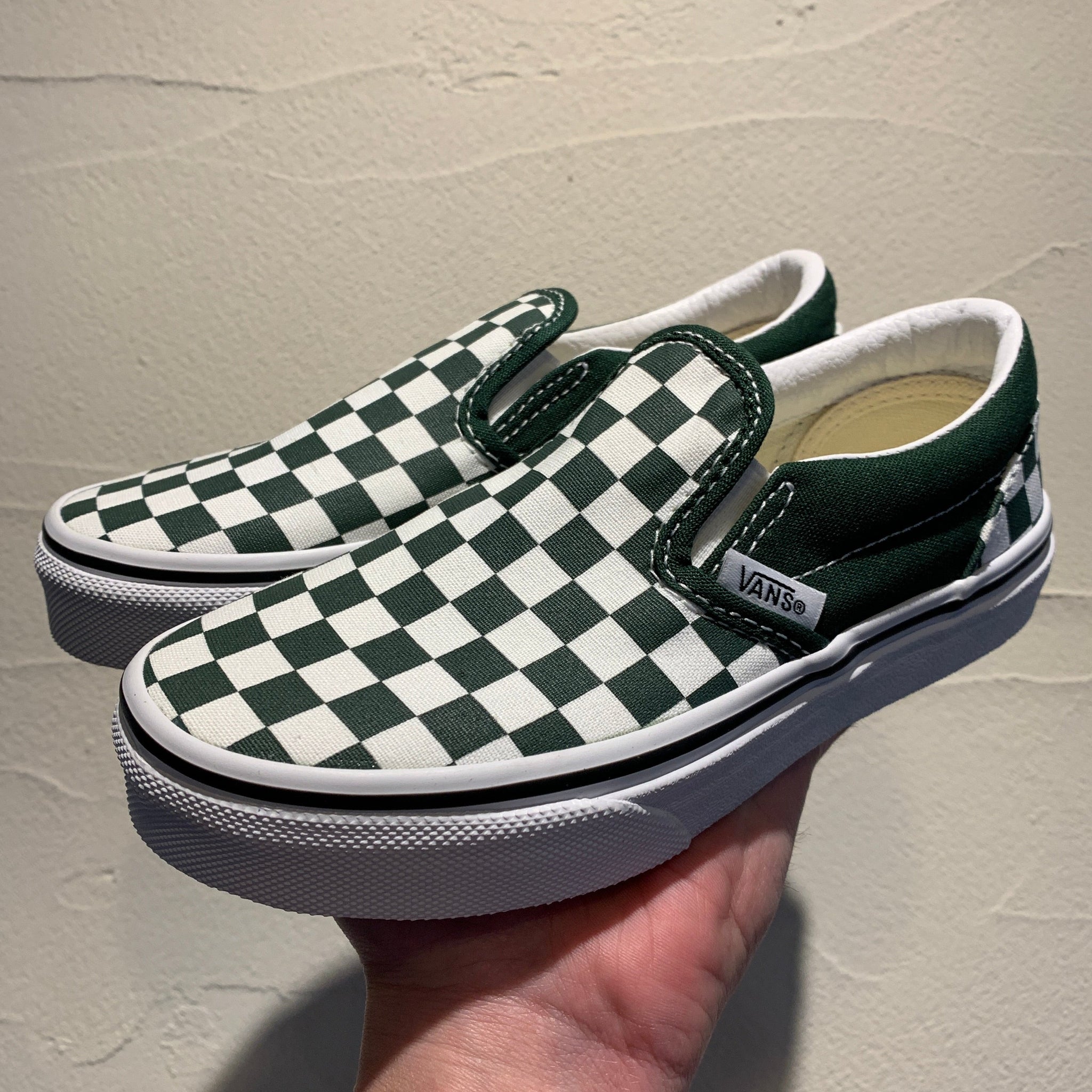 Dark green checkered vans best sale