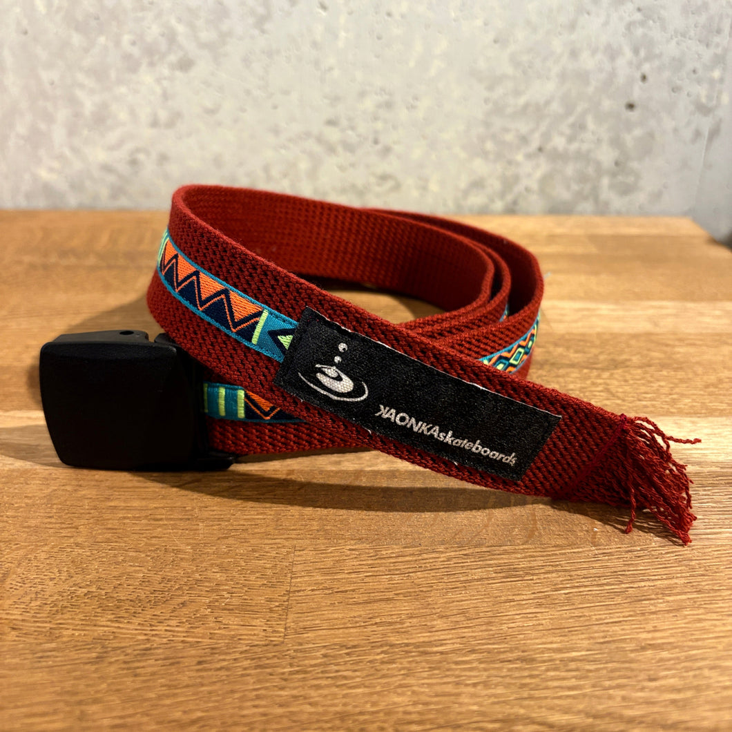 [KAONKA] KAONKA belt ortega tape putdoor nylon - MAROON/JADE&ORANGE