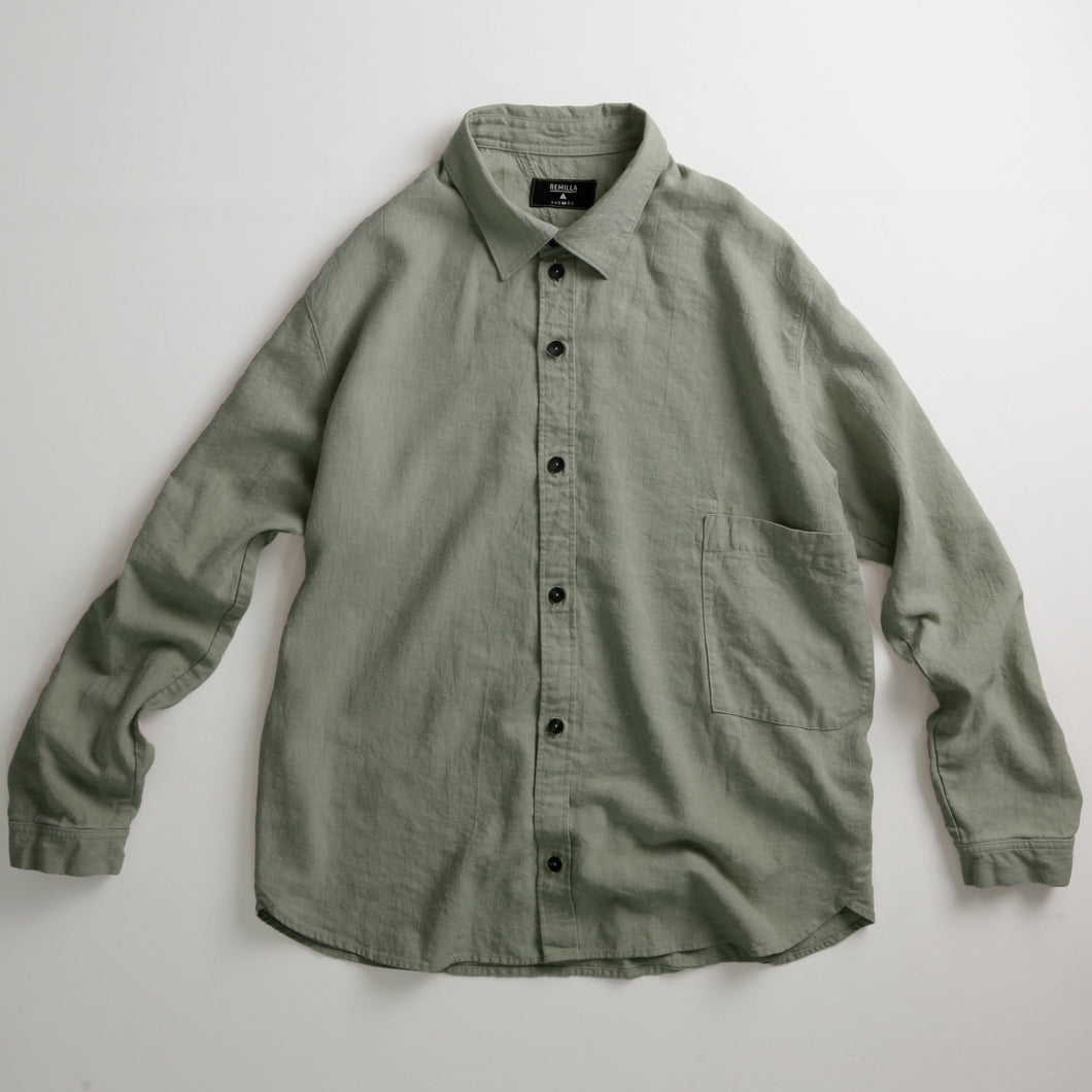 [REMILLA] ヒトエラウンドシャツ - LT.OLV